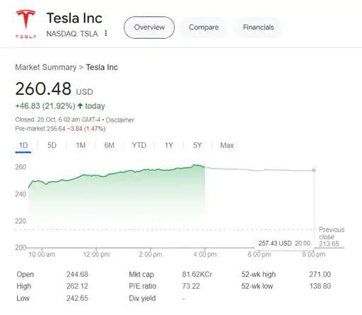 tesla shares